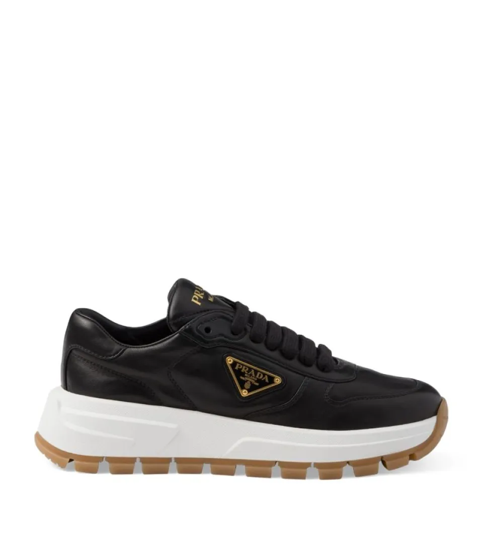 Prada Leather Triangle Sneakers