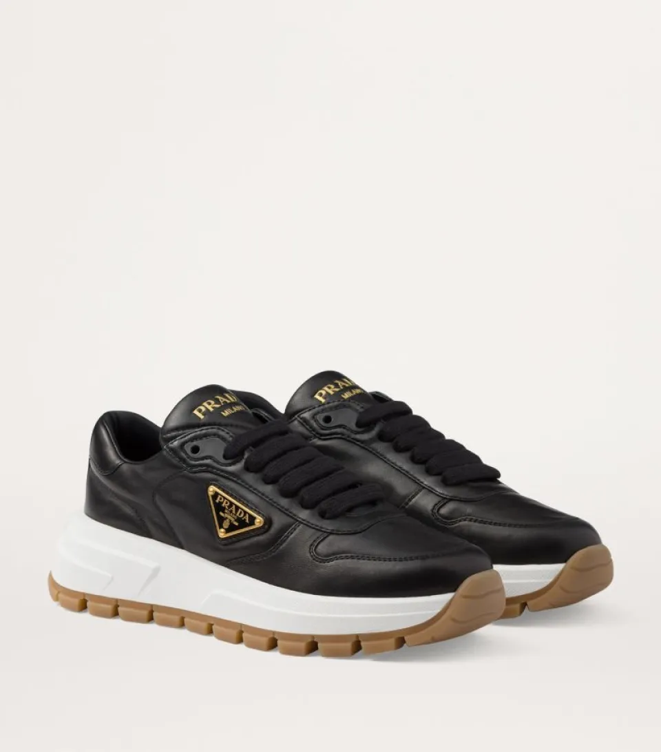 Prada Leather Triangle Sneakers